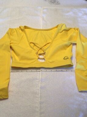 Bright Yellow Long-Sleeve Lace-Up Muscle Tee